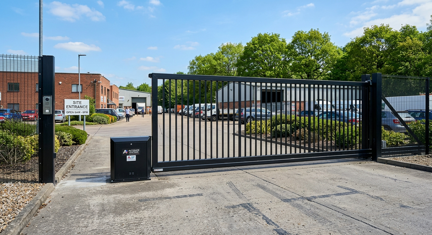 Black automatic sliding gate